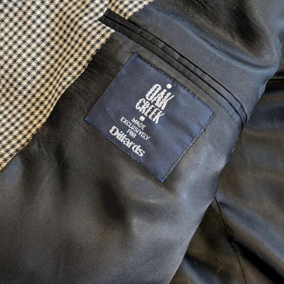 Oak Creek Blazer Mens 44R Worsted Wool Houndstooth Black - Picture 8 of 11